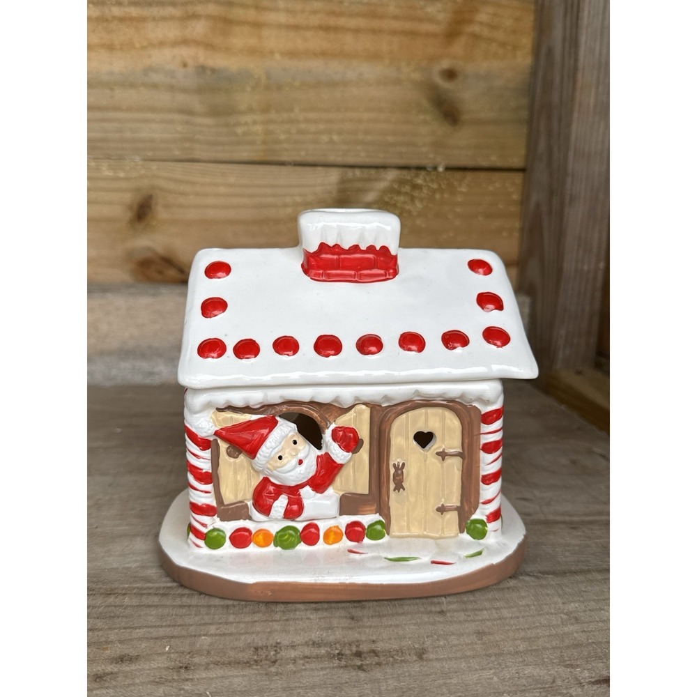 Vintage Christmas Village Wicks N Sticks Ceramic Candle Holder Gingerbread 1984